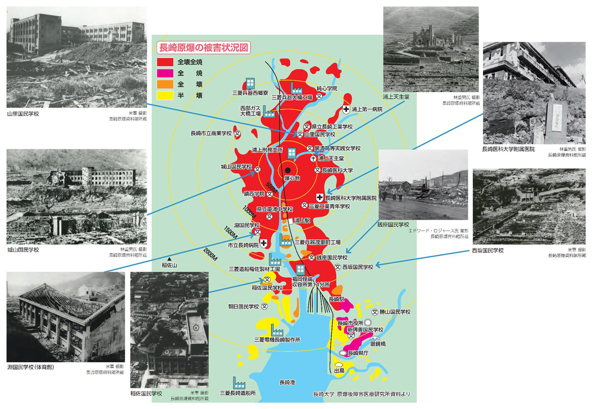 長崎原爆の被害状況図